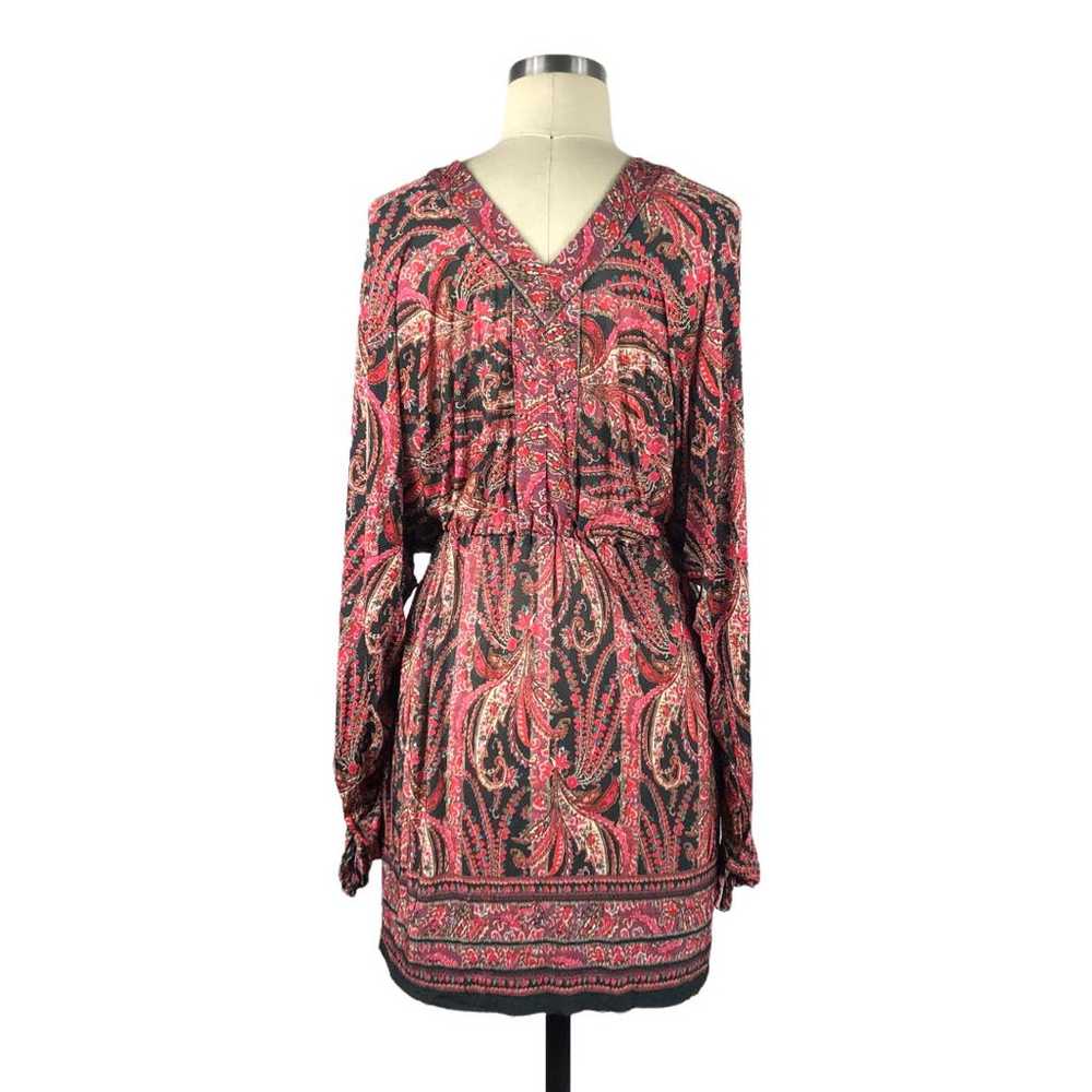 ISABEL MARANT Red Pink Paisley Mini Dress Ruched … - image 3