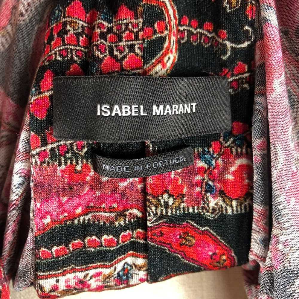 ISABEL MARANT Red Pink Paisley Mini Dress Ruched … - image 4