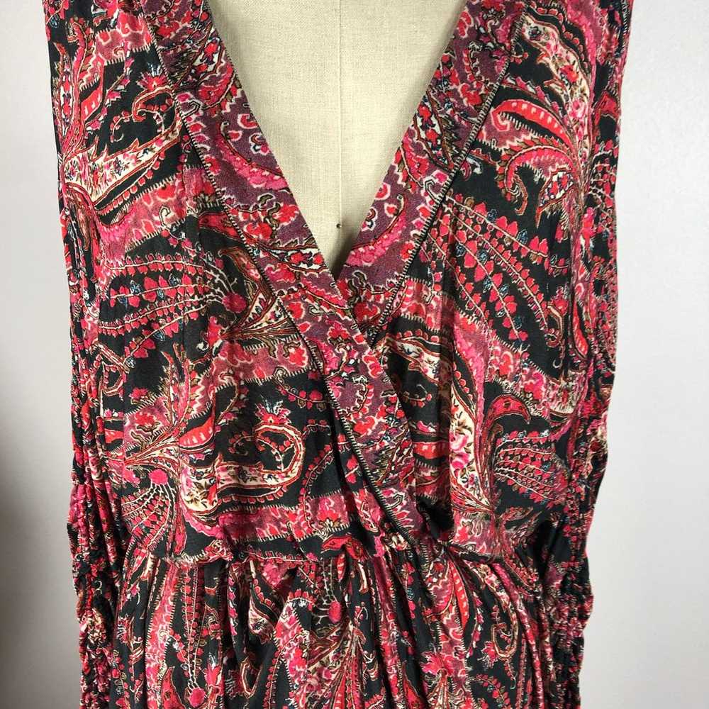 ISABEL MARANT Red Pink Paisley Mini Dress Ruched … - image 6