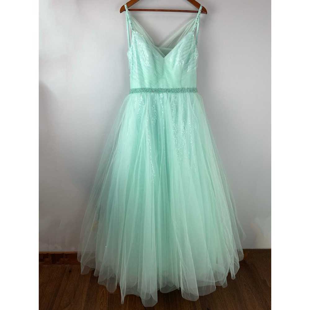 Mac Duggal Mint V-Neck Tulle Ballgown with Embell… - image 3