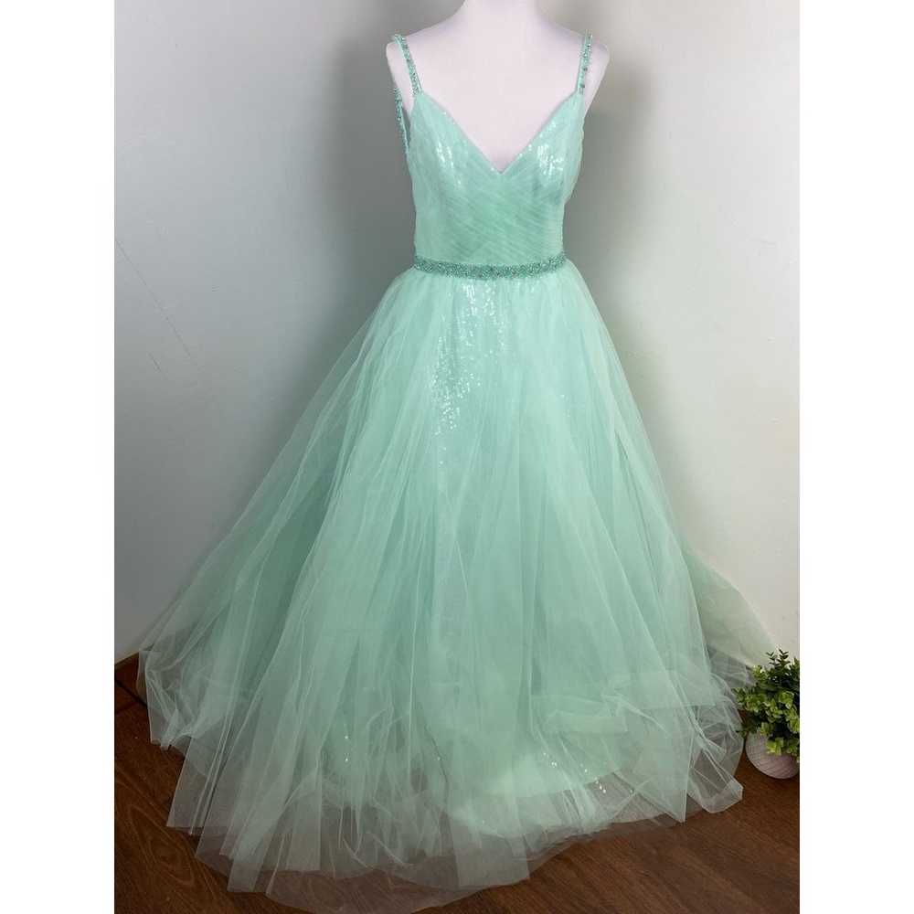 Mac Duggal Mint V-Neck Tulle Ballgown with Embell… - image 5