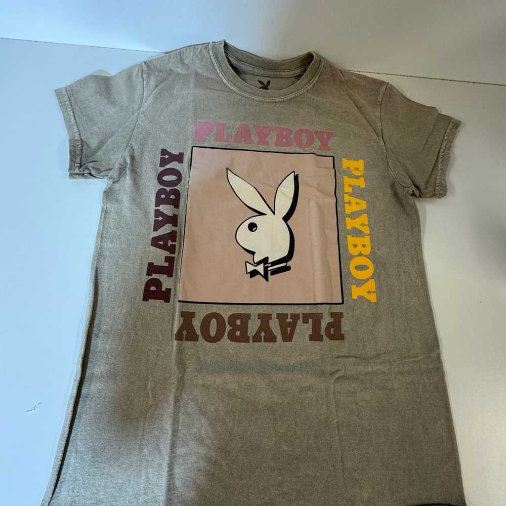Playboy Tee Shirt Size Small Taupe Color - image 7