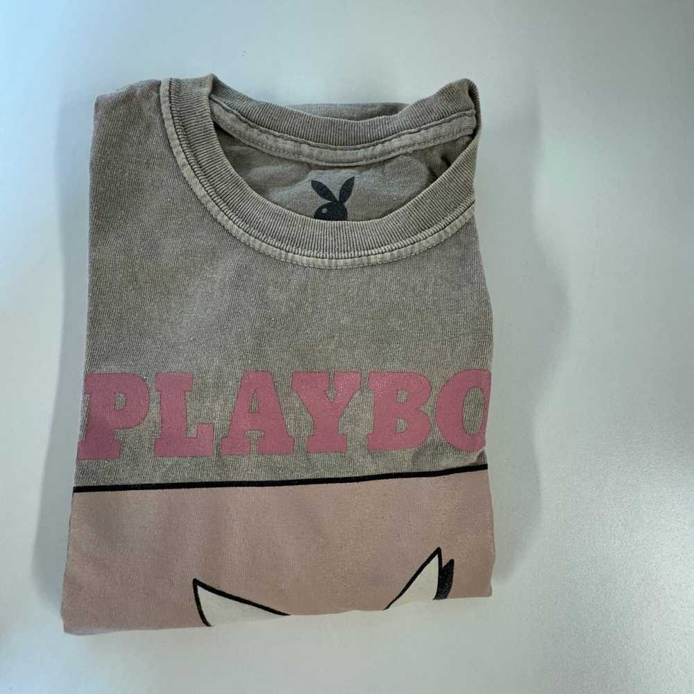 Playboy Tee Shirt Size Small Taupe Color - image 8