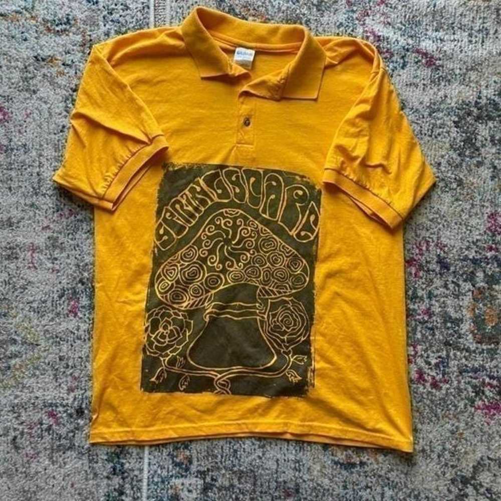 mushroom print yellow polo shirt - image 3