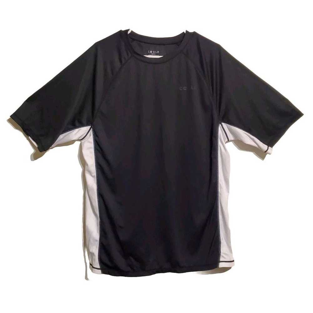 Tesla Shirt Mens Medium Gray Stretch Athletic Wor… - image 1