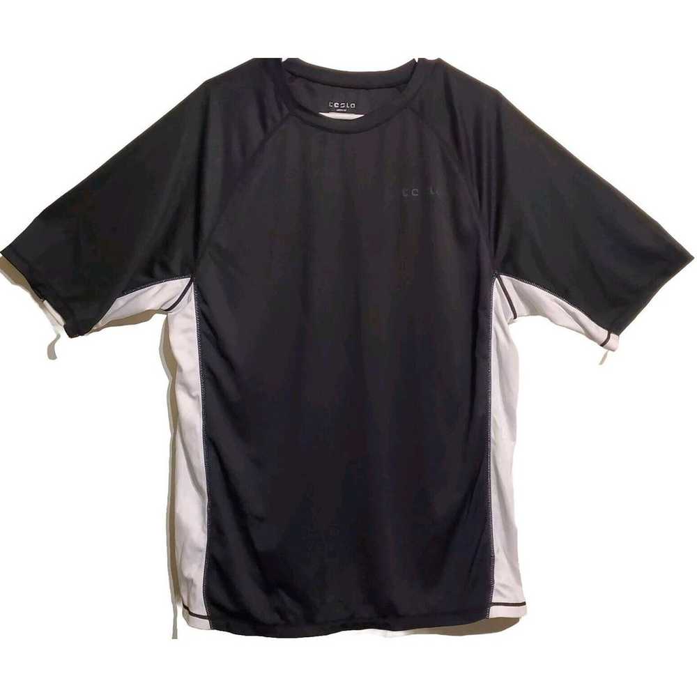 Tesla Shirt Mens Medium Gray Stretch Athletic Wor… - image 2