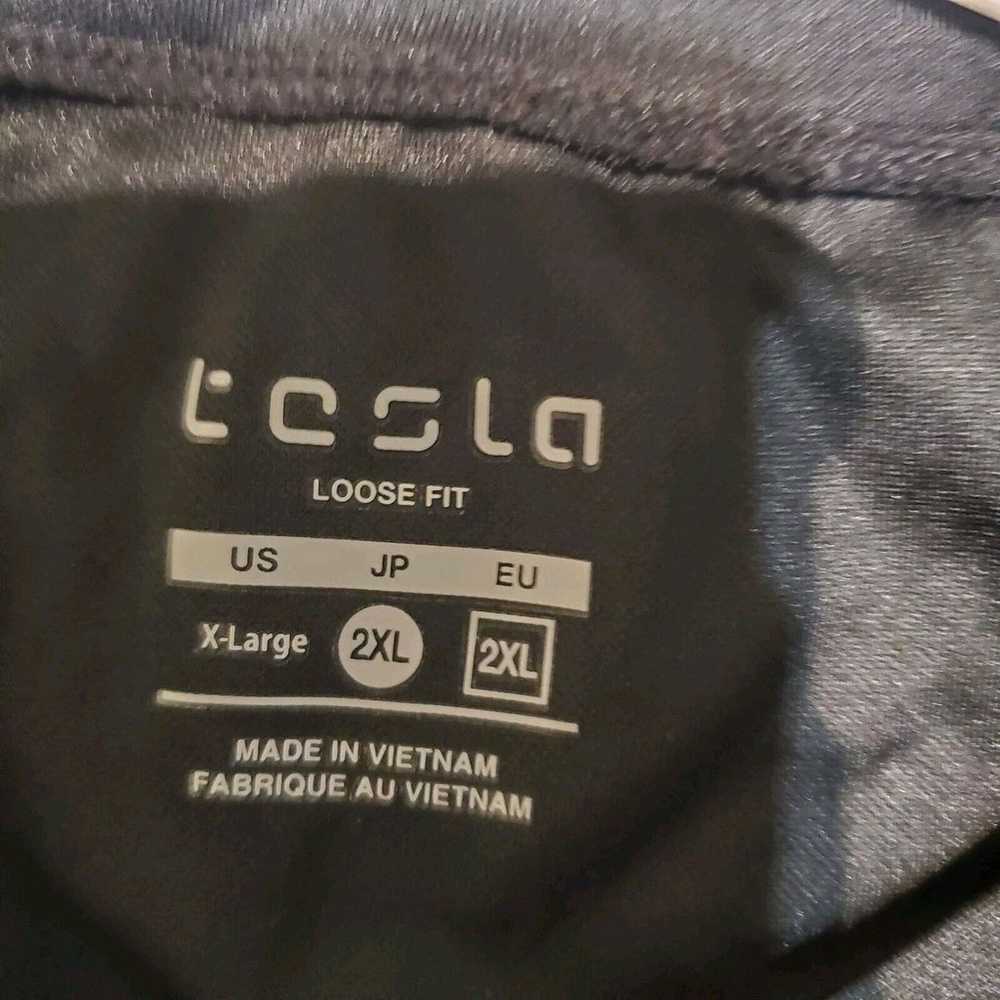 Tesla Shirt Mens Medium Gray Stretch Athletic Wor… - image 5
