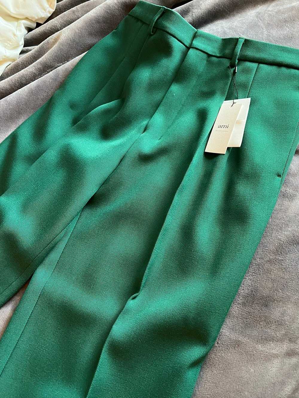 AMI Pleated Large Trousers in Green - image 2