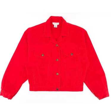 Vintage 80s red denim jean jacket 1980s vintage