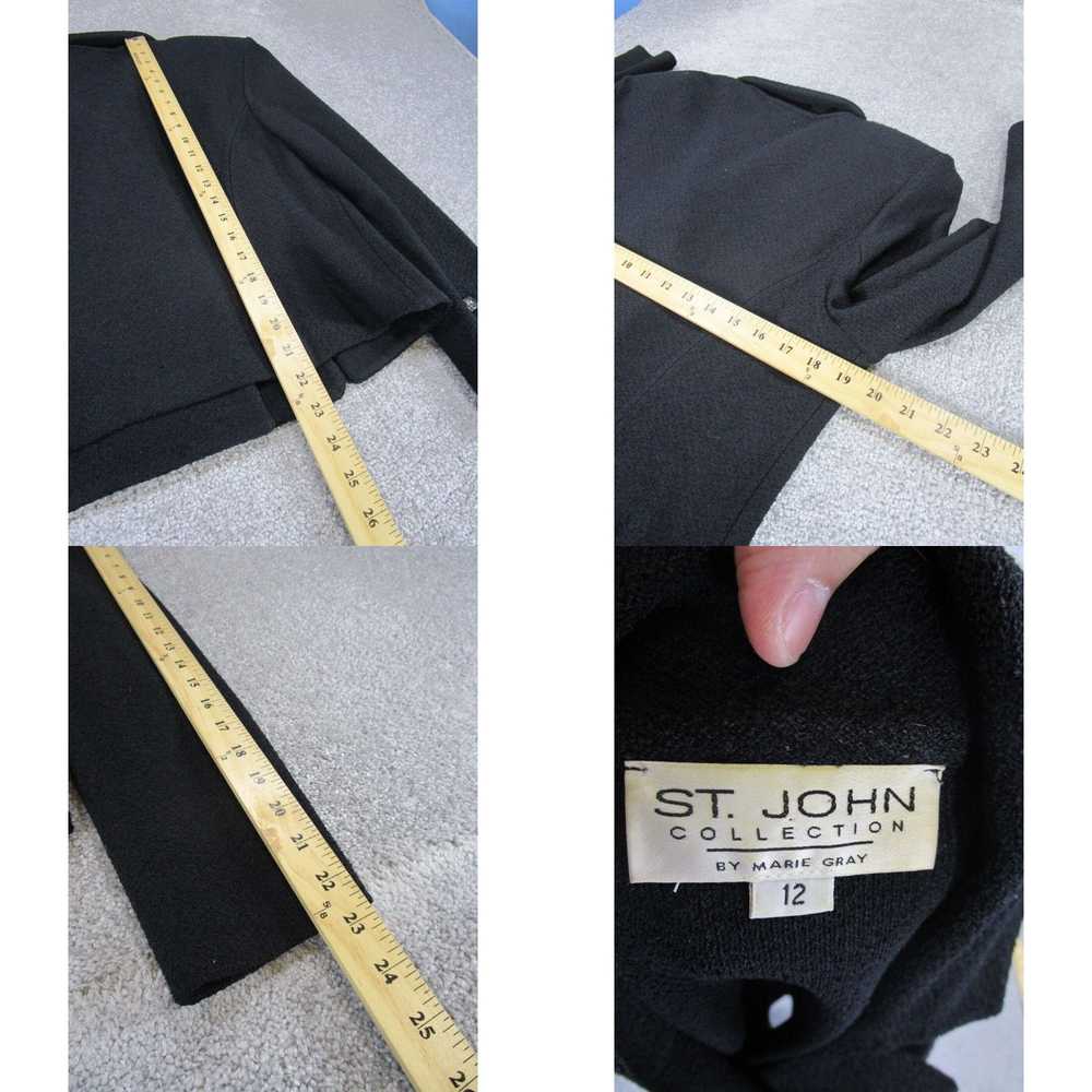 Vintage St. John Blazer Womens 12 Black Knit Doub… - image 4