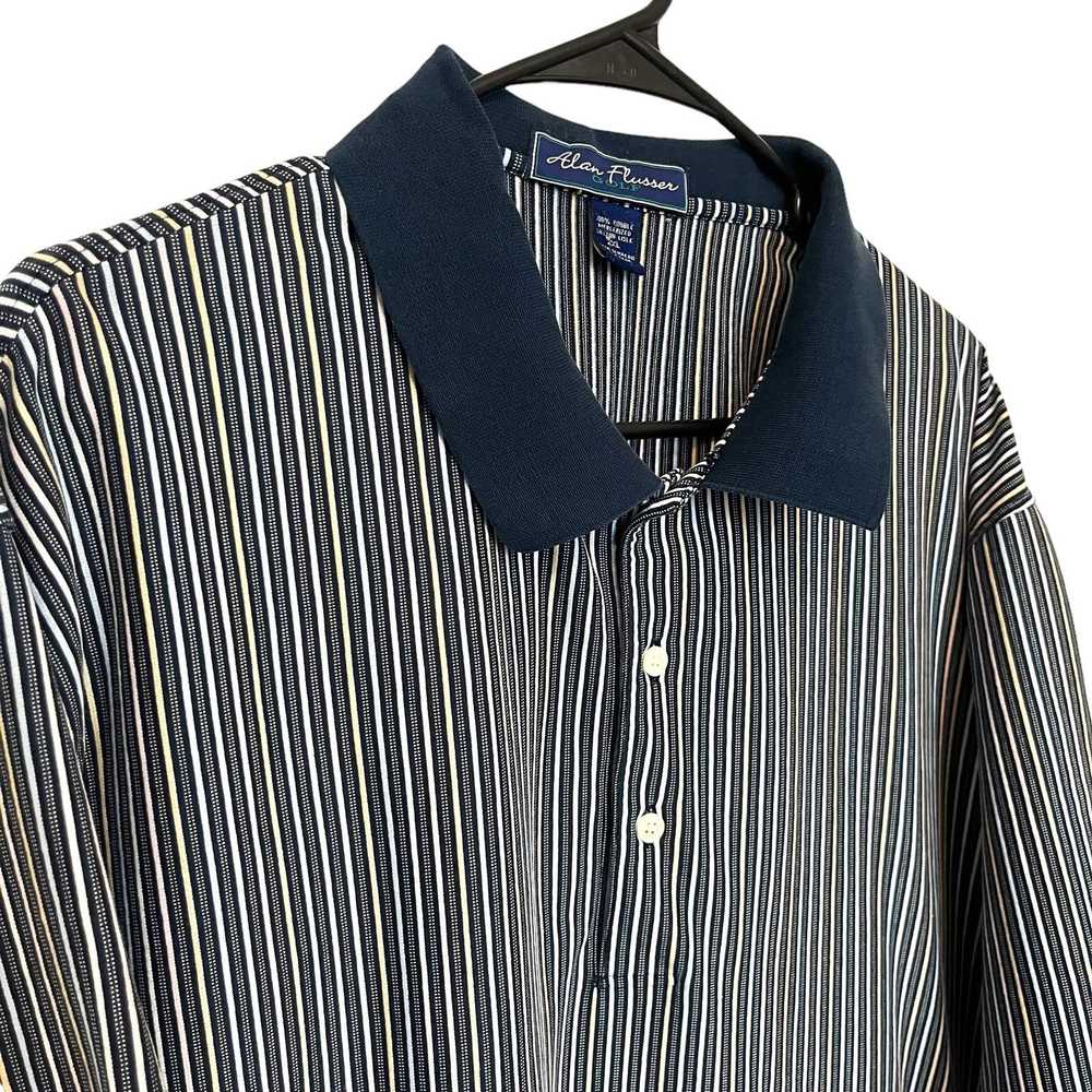 Alan Flusser Alan Flusser Golf Polo Shirt Blue St… - image 3