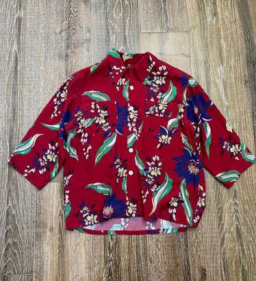 RE/DONE Re/done flower cropped bowler shirt