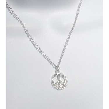 Other Silver Rhinestone Peace Sign Necklace - image 1