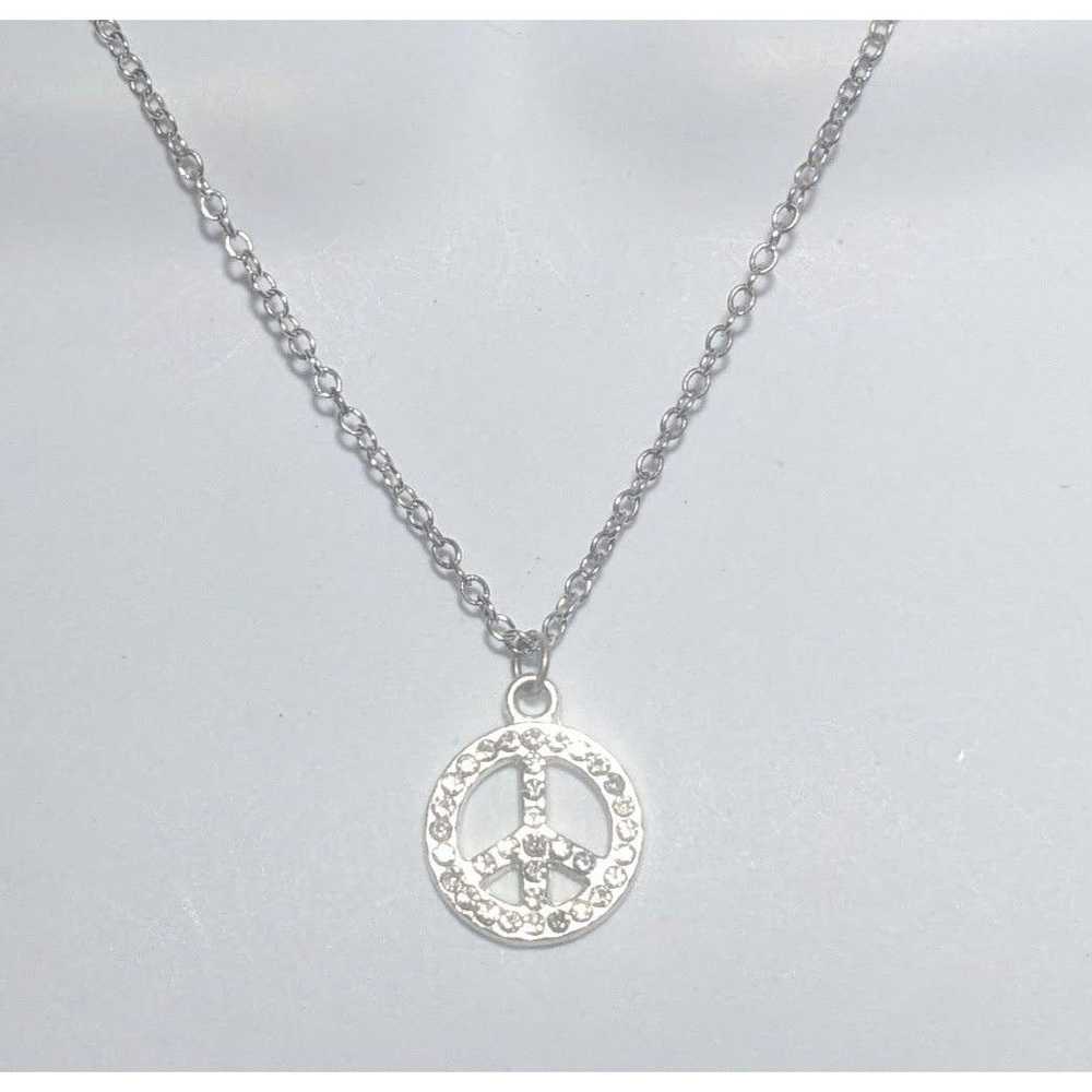 Other Silver Rhinestone Peace Sign Necklace - image 3