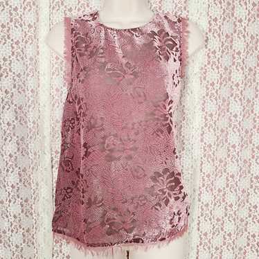 Guess Guess pink sheer velvet floral tank top size