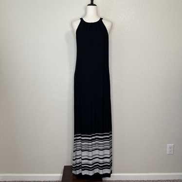 Other Soma Halter Black Gray Striped Maxi Dress - image 1