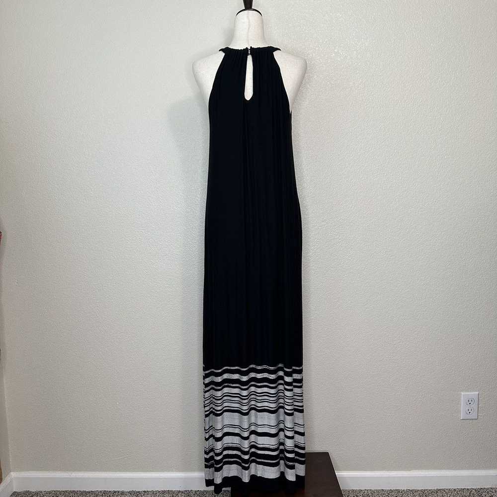 Other Soma Halter Black Gray Striped Maxi Dress - image 8