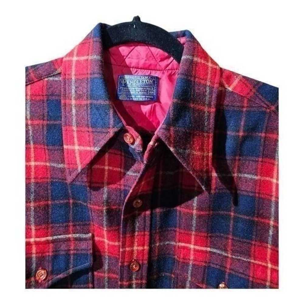 PENDLETON Woolen Mills Red Plaid 100% Virgin Wool… - image 3