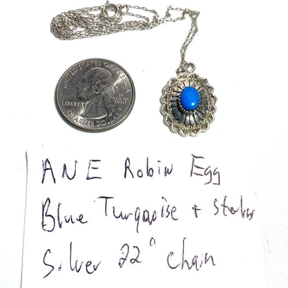 Sterling Silver ANEx Striking Robin Egg Blue Turq… - image 9