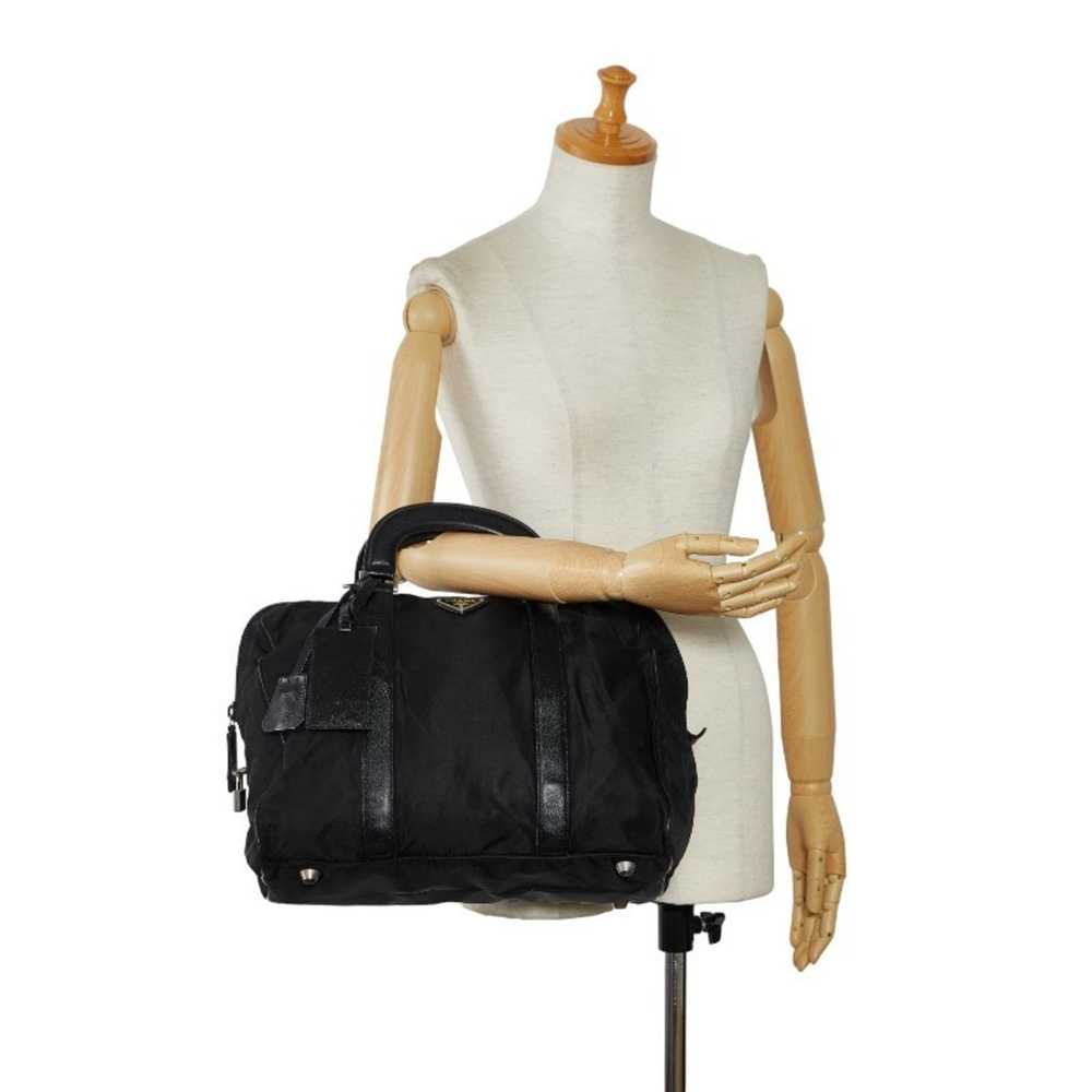 Prada Prada Triangle Plate Saffiano Handbag Black… - image 12