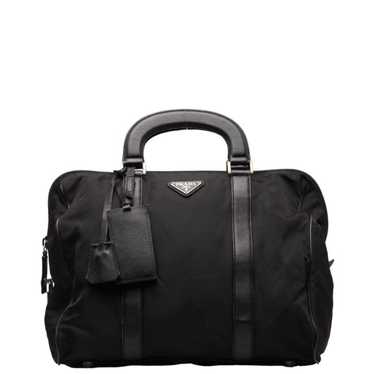 Prada Prada Triangle Plate Saffiano Handbag Black… - image 1