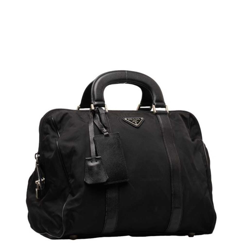 Prada Prada Triangle Plate Saffiano Handbag Black… - image 2