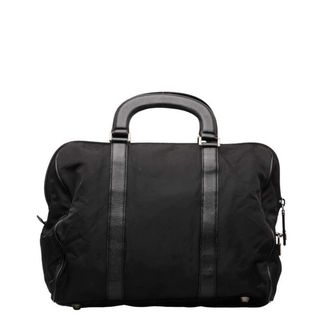 Prada Prada Triangle Plate Saffiano Handbag Black… - image 3