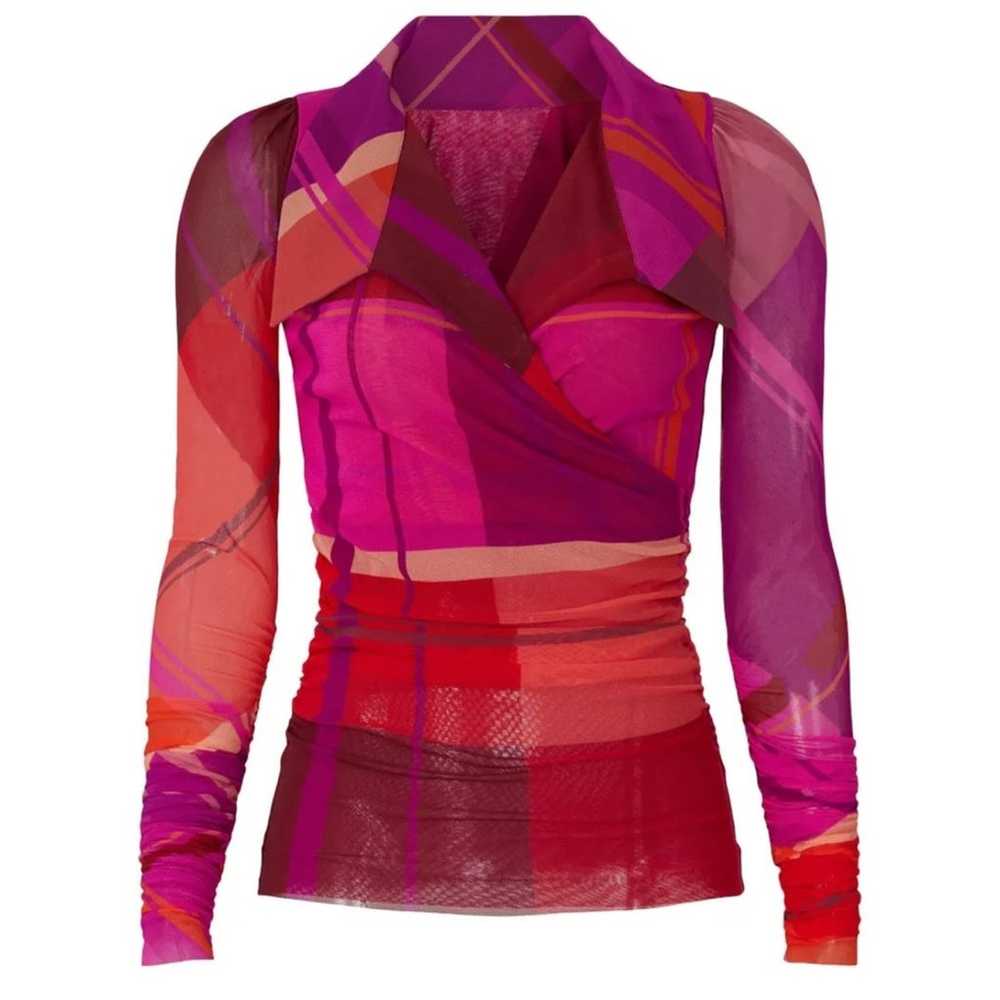Fuzzi Camicia Blouse Medium Long Sleeve Red Pink … - image 9
