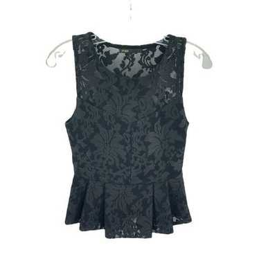 Maje Laurene black lace peplum top shirt blouse sc