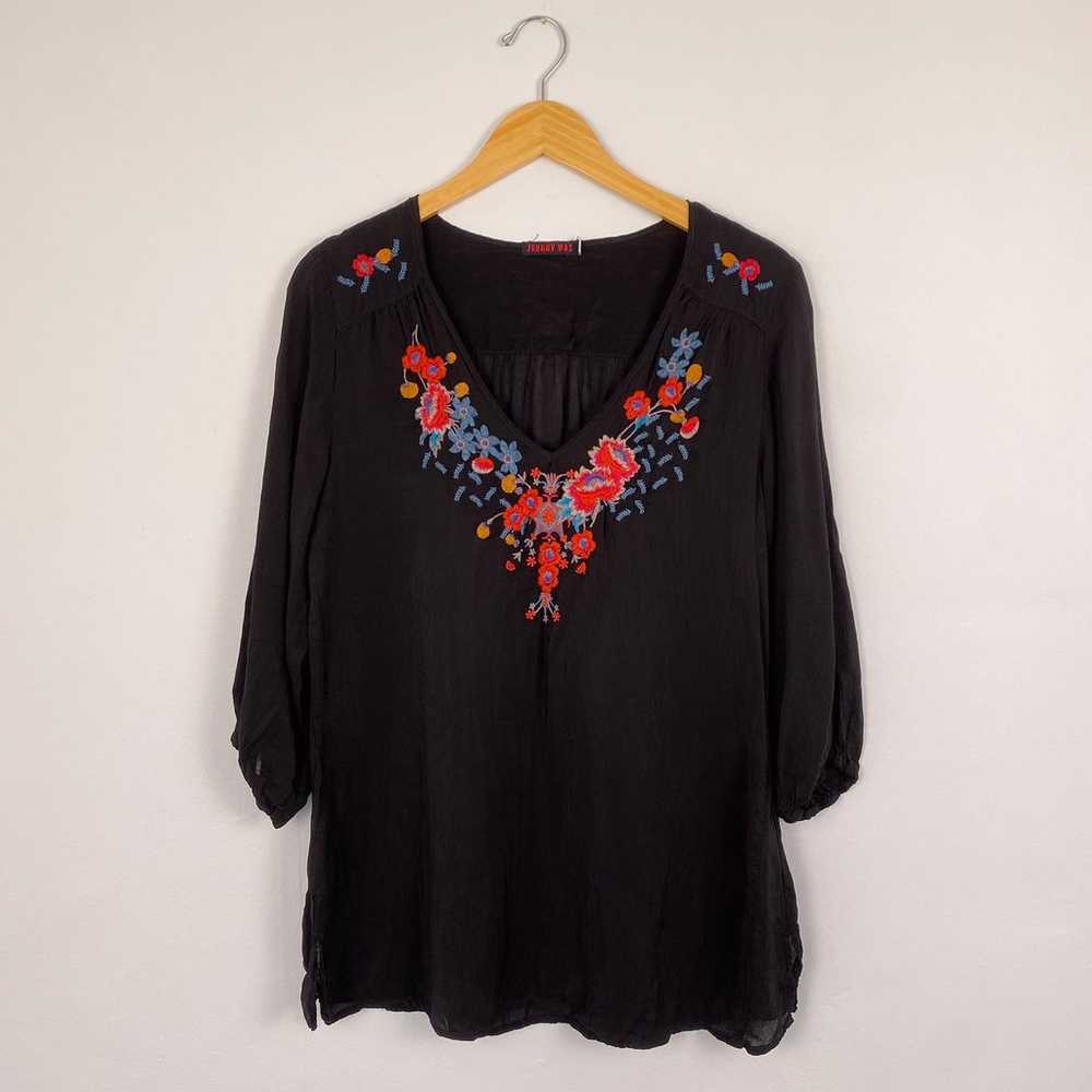 Johnny Was Colorful Floral Embroiered Tunic Top S… - image 1