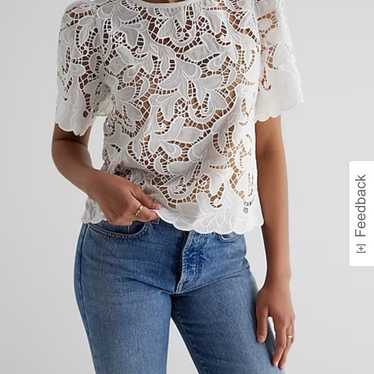 Embroidered Crochet Puff Sleeve Top (XL) - image 1