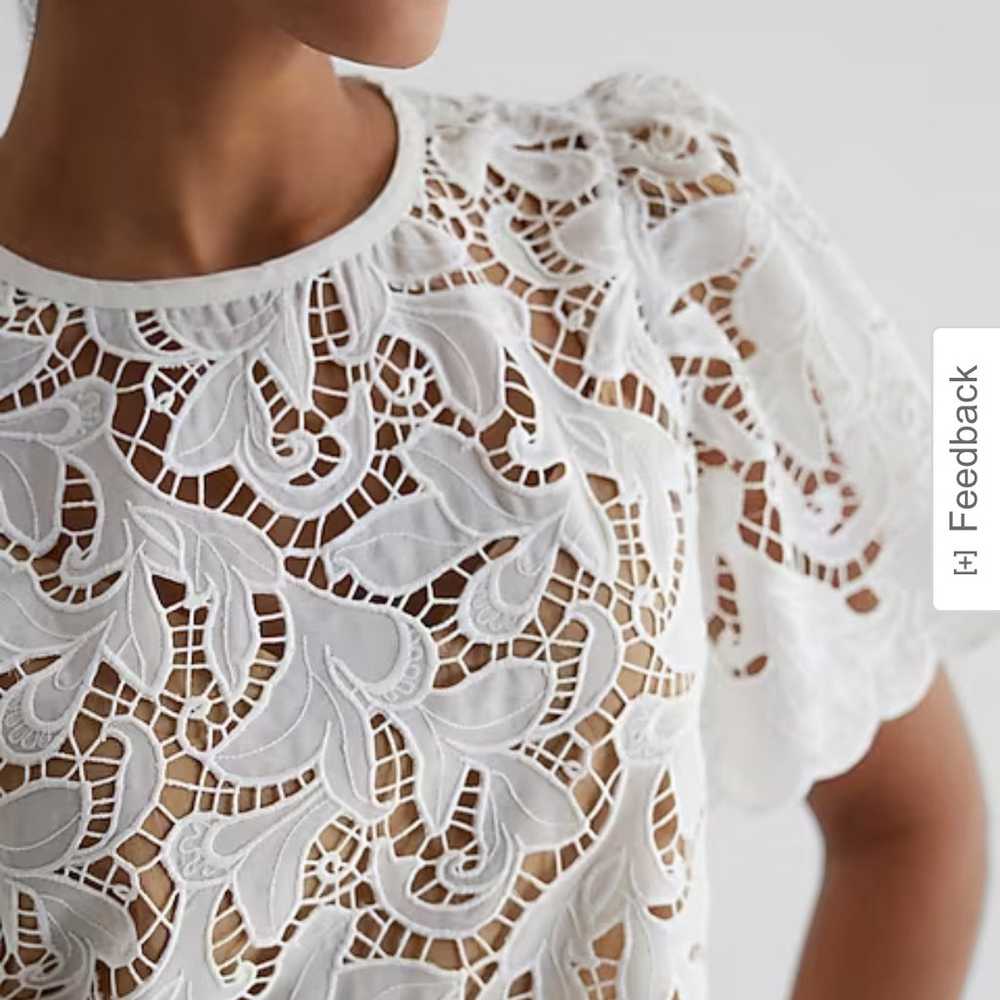 Embroidered Crochet Puff Sleeve Top (XL) - image 3