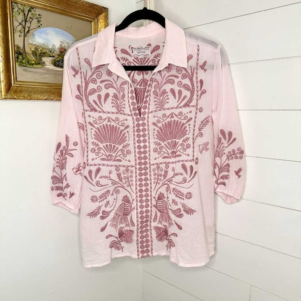 Johnny Was Orla Wander Blouse Embroidered Boho Bl… - image 5