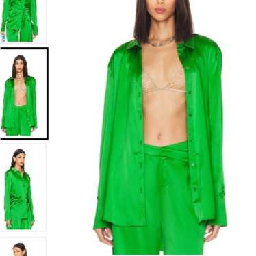 SER.O.YA Karry Silk Blend Shirt Size S In Kelly G… - image 1