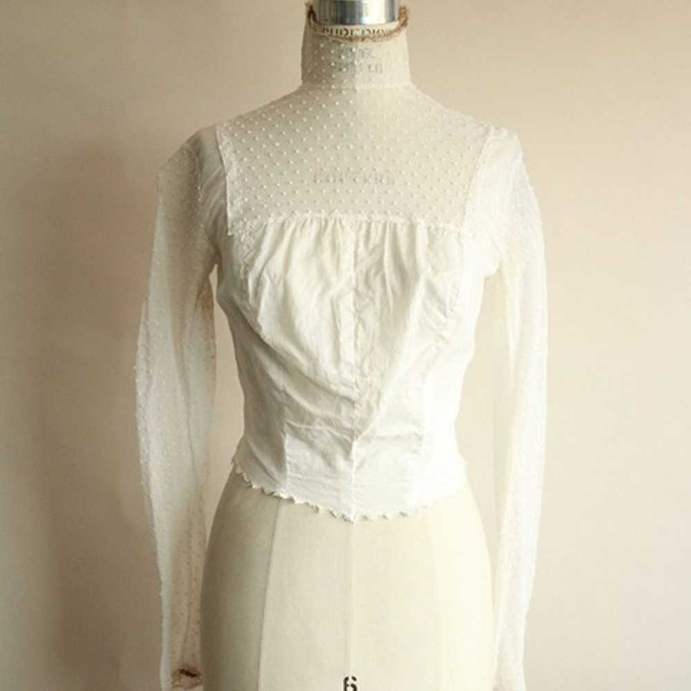 Antique 1900s Blouse In White With Lace Front. Pi… - image 2