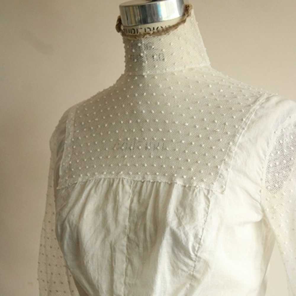 Antique 1900s Blouse In White With Lace Front. Pi… - image 6