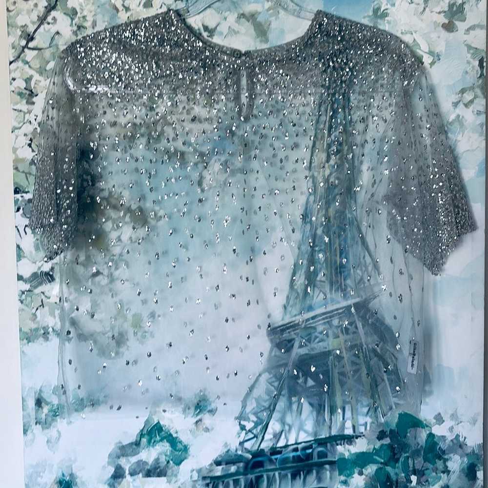 Lirika Matoshi Sparkle Sequin Sheer Tshirt size s… - image 2