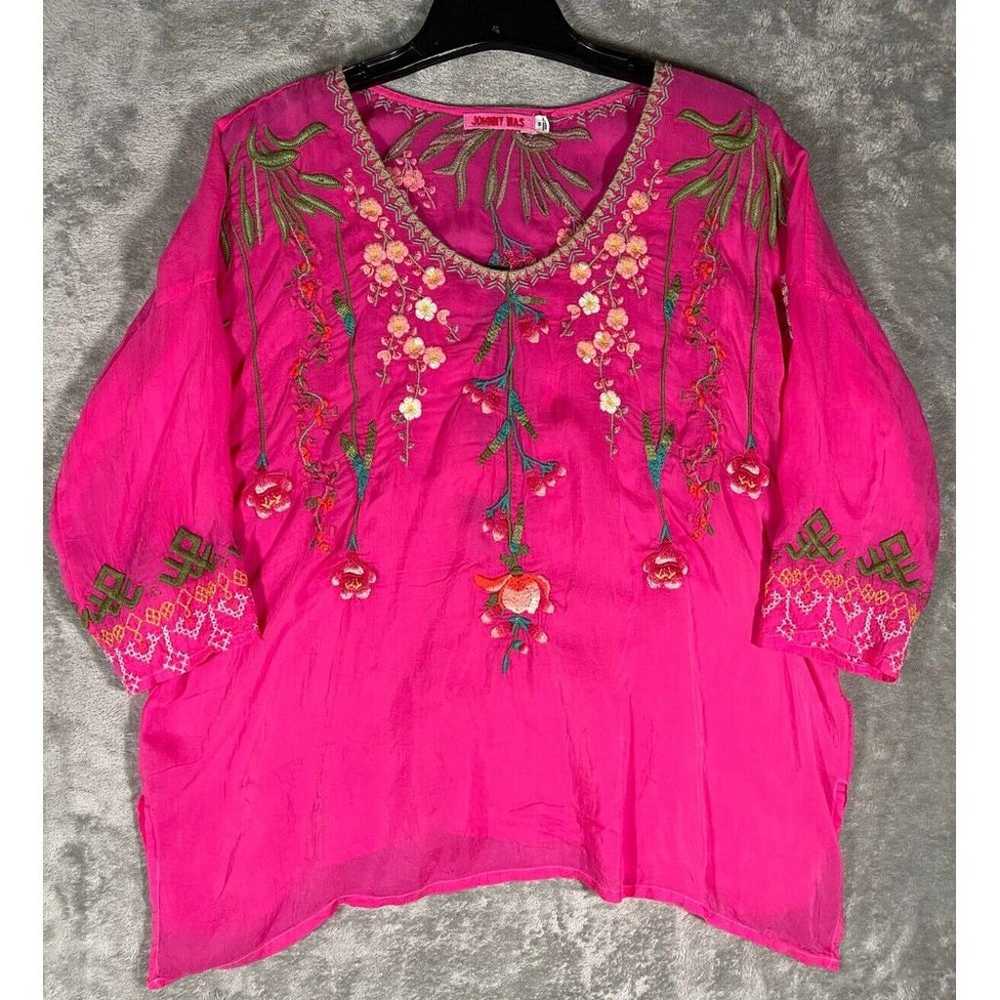 Johnny Was Embroidered Gia Blouse Paradise Pink S… - image 1