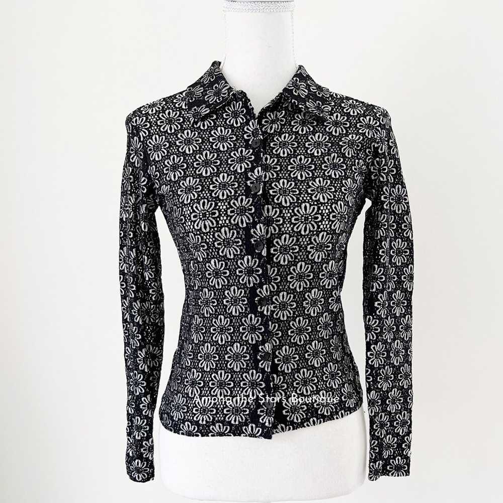 Rare 90s Vintage Floral Blouse Alt. ASO Sabrina i… - image 8