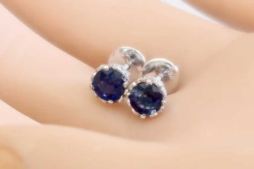 Antique 2.00tcw Sapphires  .28tcw Diamond Platinu… - image 2