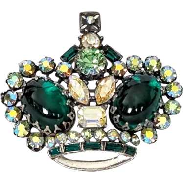 Rare Vendome Emerald Green Royal French Crown Broo