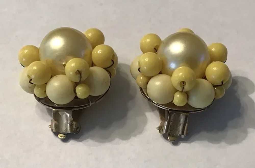 Yellow Bead Cluster Clip Earrings Hong Kong - image 2