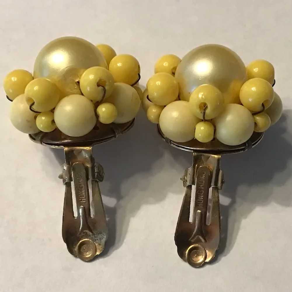 Yellow Bead Cluster Clip Earrings Hong Kong - image 3