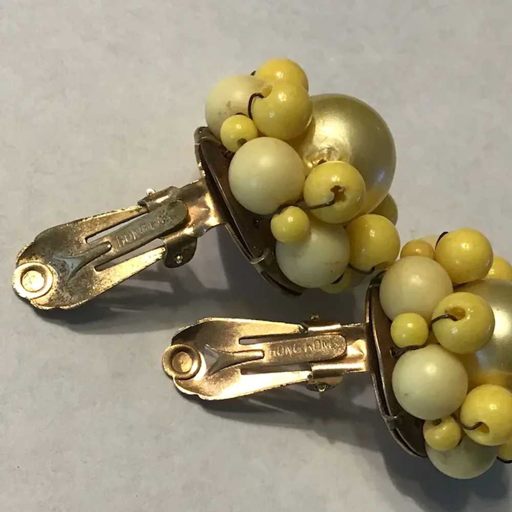 Yellow Bead Cluster Clip Earrings Hong Kong - image 4
