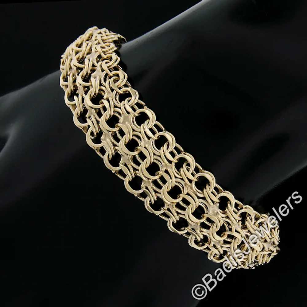 Vintage 14K Yellow Gold 3 Row Interlocking 15.3mm… - image 3