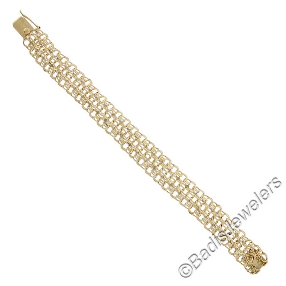 Vintage 14K Yellow Gold 3 Row Interlocking 15.3mm… - image 4