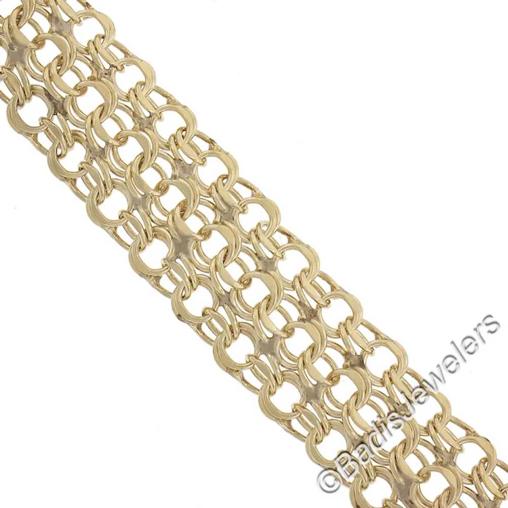 Vintage 14K Yellow Gold 3 Row Interlocking 15.3mm… - image 6