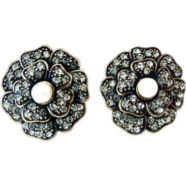 Heidi Daus Sparkly Flower Clip Earrings - image 1