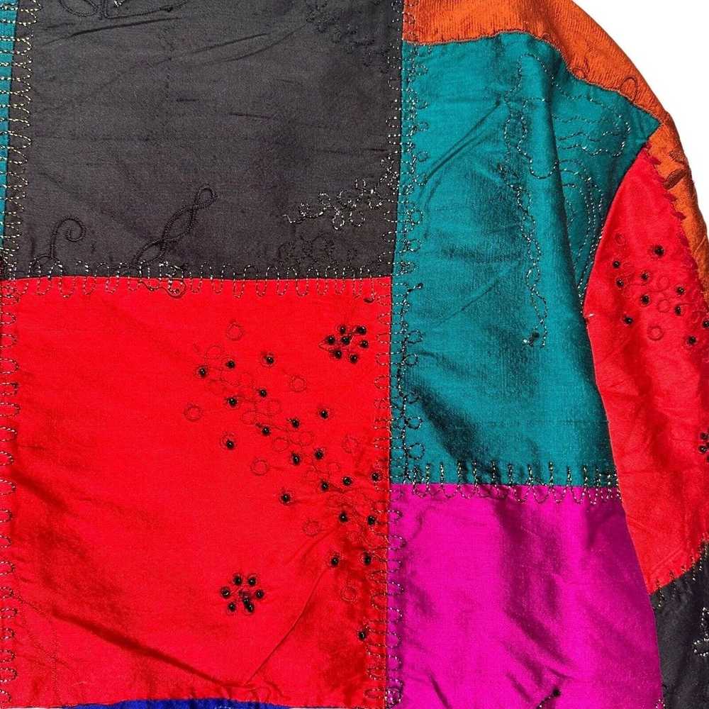 Vintage Chico’s 2 silk asian Beaded Patchwork but… - image 5