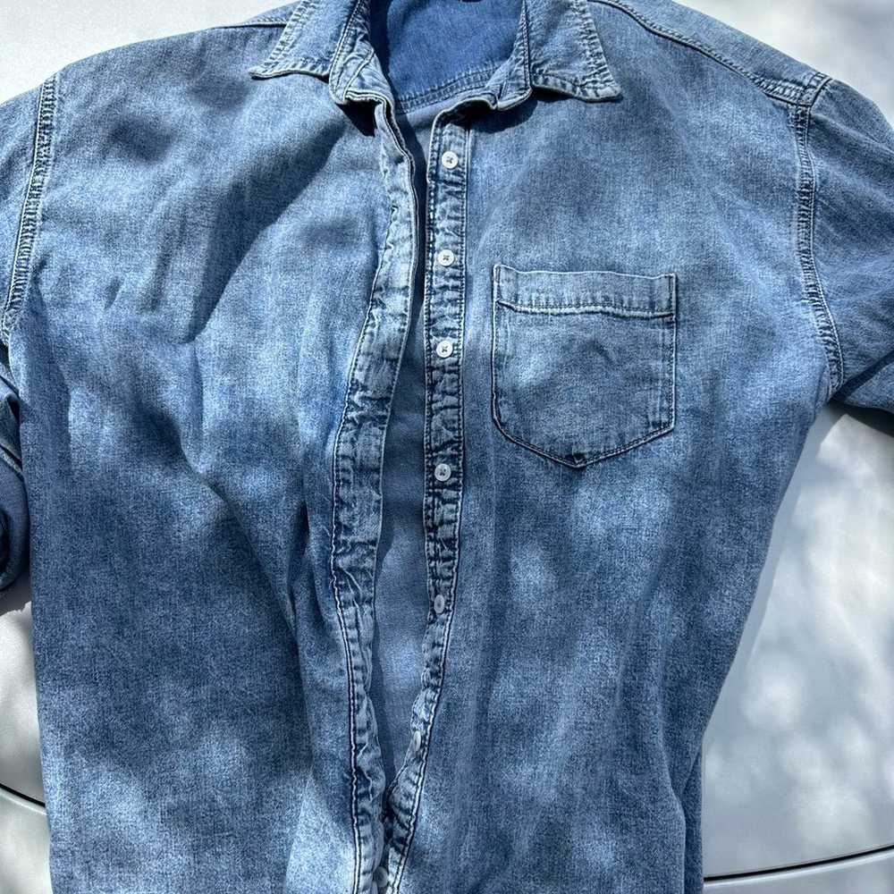Good American oversized Denim jean shirt top jack… - image 7